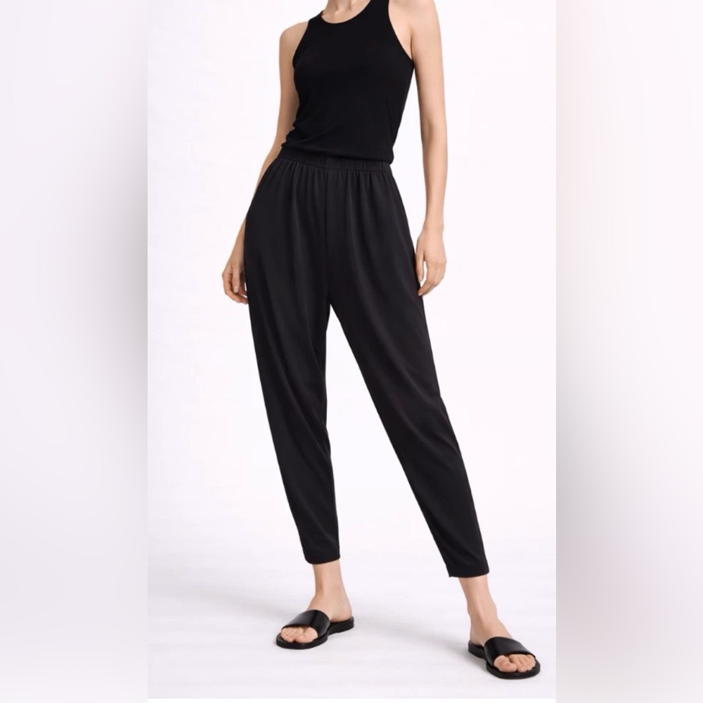 ROUCHA Paxie Drape Pant‎ Women B Medium Black Chiffon Tapered Crop